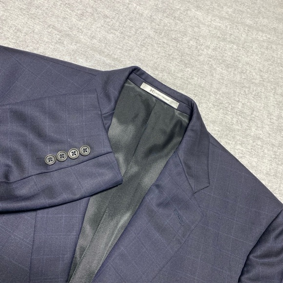 Hickey Freeman Sport Coat Mens 41R Blue Worsted Wool Windowpane Blazer USA - Picture 1 of 15